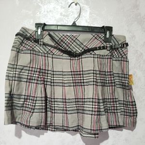 Grey Plaid Mini Skirt